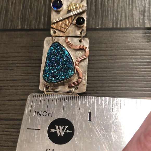 Sterling Silver Artisan Crafted Bracelet, Druzy & Mixed Metals - Picture 13 of 16